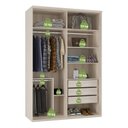 Ver imagem 5 de Guarda-Roupa Modulado Solteiro 1,60m 2 Portas de Correr 3 Gavetas 100% MDF Attuale