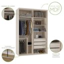 Ver imagem 7 de Guarda-Roupa Modulado Solteiro 1,60m 2 Portas de Correr 3 Gavetas 100% MDF Attuale