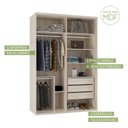 Ver imagem 6 de Guarda-Roupa Modulado Solteiro 1,60m 2 Portas de Correr 3 Gavetas 100% MDF Attuale