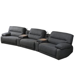 Sofá Swift C-porta Copos Baú Cooler Reclinável Retrátil Linho Cinza Escuro G81 Gran Belo - 3