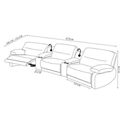 Sofá Swift C-porta Copos Baú Cooler Reclinável Retrátil Linho Cinza Escuro G81 Gran Belo - 4