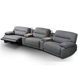 Sofá Swift C-porta Copos Baú Cooler Reclinável Retrátil Linho Cinza Escuro G81 Gran Belo - 6