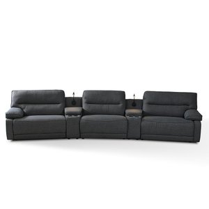 Sofá Swift C-porta Copos Baú Cooler Reclinável Retrátil Linho Cinza Escuro G81 Gran Belo