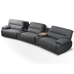 Sofá Swift C-porta Copos Baú Cooler Reclinável Retrátil Linho Cinza Escuro G81 Gran Belo - 7