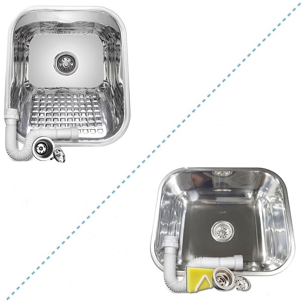 Kit Inox 304 Alto Brilho Tanque 34x40x20cm + Cuba 40x34x17cm ...