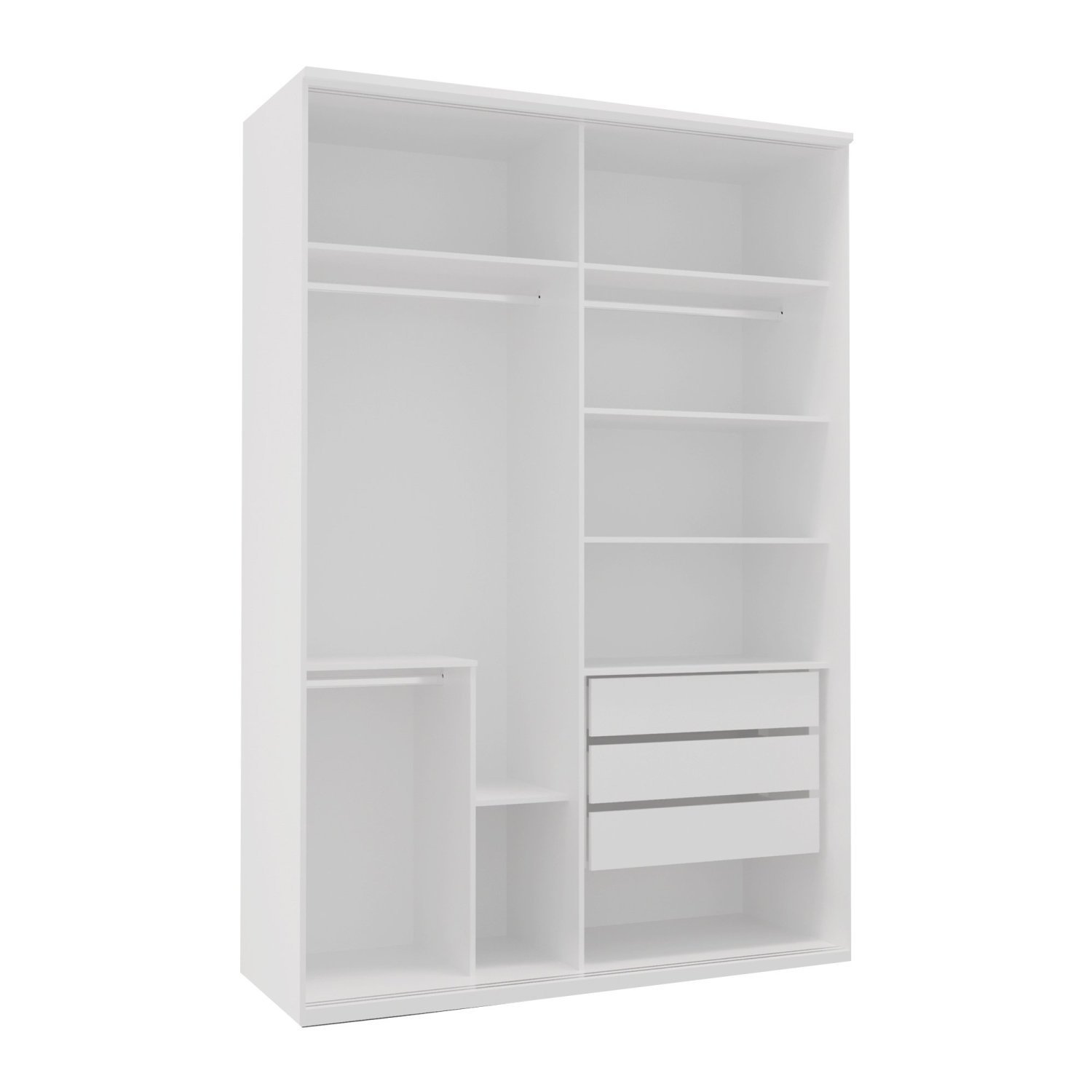 Guarda-Roupa Modulado Solteiro 1,60m 2 Portas de Correr 3 Gavetas 100% MDF Attuale - 2