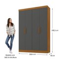 Ver imagem 3 de Guarda-Roupa 4 Portas 3 Gavetas 100% MDF Munique Espresso Móveis