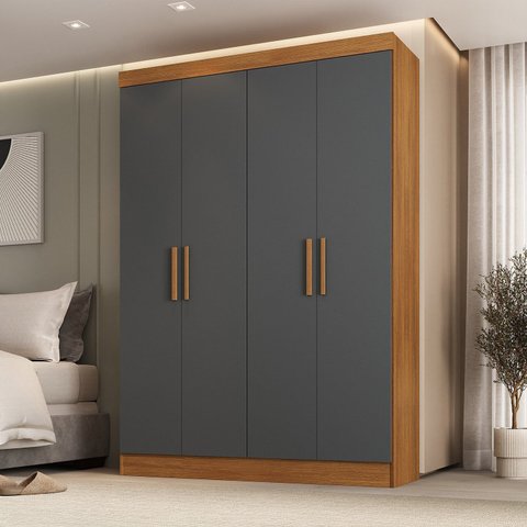 Guarda-Roupa 4 Portas 3 Gavetas 100% MDF Munique Espresso Móveis
