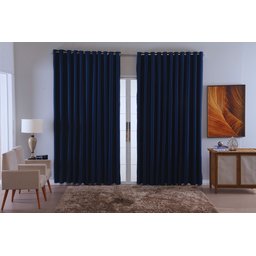 Cortina para Sala Quarto Blackout Tecido 2,70x1,80 Ellegance:azul Escuro - 1