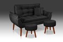Ver imagem 1 de Kit Namoradeira+ 2 Puff Redondo+ 2 Almofadas Suede Preto-Rv Decora