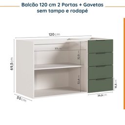Cozinha Modulada 4 Peças sem Tampo 3 Aéreos 5 Portas e 1 Balcão Ipanema CabeCasa MadeiraMadeira - 15