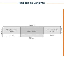 Cozinha Modulada 4 Peças sem Tampo 3 Aéreos 5 Portas e 1 Balcão Ipanema CabeCasa MadeiraMadeira - 4