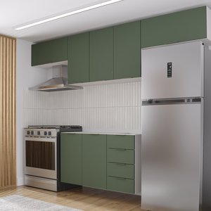 Cozinha Modulada 4 Peças sem Tampo 3 Aéreos 5 Portas e 1 Balcão Ipanema CabeCasa MadeiraMadeira