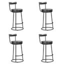 Ver imagem 1 de Banqueta Alta Cozinha 70cm Encosto Industrial Aço Kit 4 Ziria Pu Preto S02 - D’Rossi