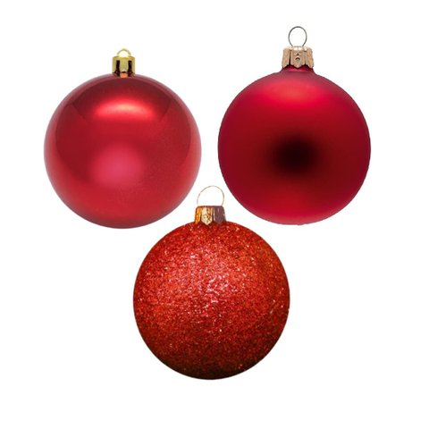 Jogo de Bola de Natal C/9pç 5cm Vermelho