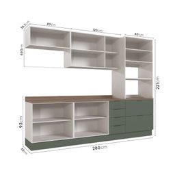 Cozinha Modulada 5 Peças com Tampo 2 Aéreos 2 Balcões 1 Torre Quente Ipanema CabeCasa MadeiraMadeira - 5