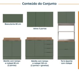 Cozinha Modulada 5 Peças com Tampo 2 Aéreos 2 Balcões 1 Torre Quente Ipanema CabeCasa MadeiraMadeira - 4