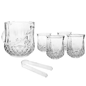 Kit 6 Pçs Balde de Gelo 1l com Pegador e 4 Copos 220ml