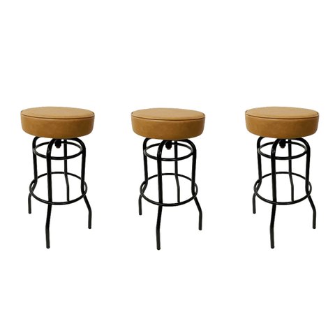 Banqueta Bar Altura 65cm Giratória cor Preta Assento cor Caramelo grosso Combo 3 Peças Poltronas do 