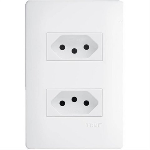 2 Tomadas 2p+t 10a 250 Volts Distanciadas Habitat - 2309 - Fame 2 Tomadas 10a C/placa Habit2309 Fame