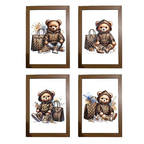 Kit Quadro Decorativo Ursa Luxo Quarto Criança Bebê Enxoval