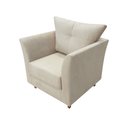 Ver imagem 3 de Kit Namoradeira + 2 Poltronas Decorativa Isis + 1 Puff Retangular Suede Bege Pés Madeira Ms Decor