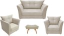 Ver imagem 1 de Kit Namoradeira + 2 Poltronas Decorativa Isis + 1 Puff Retangular Suede Bege Pés Madeira Ms Decor