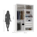 Ver imagem 4 de Guarda-Roupa Modulado Solteiro 1,60m 2 Portas de Correr Espelho Moldura 3 Gavetas 100% MDF Attuale