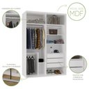 Ver imagem 7 de Guarda-Roupa Modulado Solteiro 1,60m 2 Portas de Correr Espelho Moldura 3 Gavetas 100% MDF Attuale