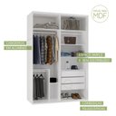 Ver imagem 6 de Guarda-Roupa Modulado Solteiro 1,60m 2 Portas de Correr Espelho Moldura 3 Gavetas 100% MDF Attuale