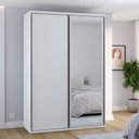 Ver imagem 1 de Guarda-Roupa Modulado Solteiro 1,60m 2 Portas de Correr Espelho Moldura 3 Gavetas 100% MDF Attuale