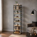 Ver imagem 1 de Estante Multiuso Organizador Livreiro Estilo Industrial 180x50 Preto Natural