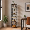Ver imagem 2 de Estante Multiuso Organizador Livreiro Estilo Industrial 180x50 Preto Natural