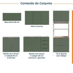 Cozinha Modulada 5 Peças Sem Tampo 2 Aéreos 2 Balcões 1 Torre Quente Ipanema CabeCasa MadeiraMadeira - 5