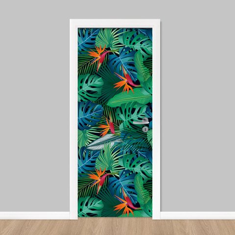 Adesivo de Porta - Folhagem Tropical 2 Dekalque 103x213