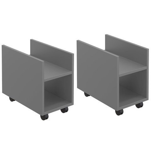 Kit 02 Suportes Para Cpu E Nobreak Com Rodízios Guide L03 Cinza - Lyam Lyam Decor