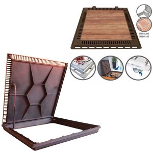 Tampa para Casa de Maquina com Grelha 80x80cm - Marrom