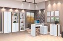 Ver imagem 1 de Conjunto 3 Armários Organizador e 1 Mesa Escrivaninha Office 1 Balcão Escritório Branco com Nature -