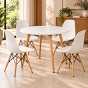 Ver imagem 3 de Conjunto Mesa de Jantar Redonda com 4 Cadeiras Eames Eiffel para Cozinha e Sala de Jantar - Branca