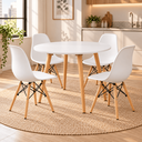 Ver imagem 2 de Conjunto Mesa de Jantar Redonda com 4 Cadeiras Eames Eiffel para Cozinha e Sala de Jantar - Branca