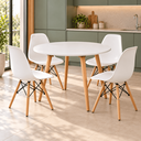 Ver imagem 4 de Conjunto Mesa de Jantar Redonda com 4 Cadeiras Eames Eiffel para Cozinha e Sala de Jantar - Branca