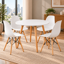 Ver imagem 1 de Conjunto Mesa de Jantar Redonda com 4 Cadeiras Eames Eiffel para Cozinha e Sala de Jantar - Branca
