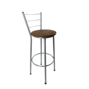 Banqueta Alta Prata Cozinha Gourmet Americana - Marrom Claro