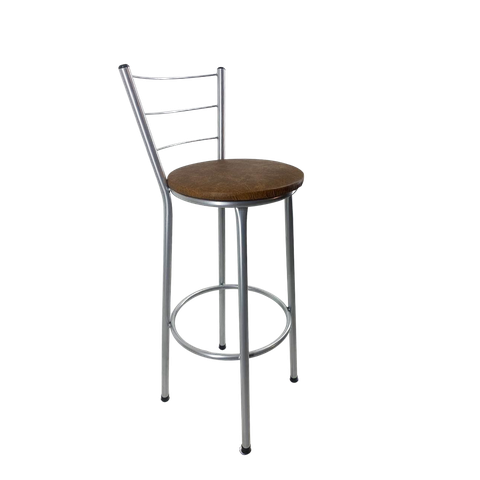 Banqueta Alta Prata Cozinha Gourmet Americana - Marrom Claro