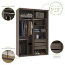 Ver imagem 7 de Guarda-Roupa Modulado Solteiro 1,60m 2 Portas de Correr Espelho 3 Gavetas 100% MDF Attuale