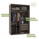 Ver imagem 6 de Guarda-Roupa Modulado Solteiro 1,60m 2 Portas de Correr Espelho 3 Gavetas 100% MDF Attuale