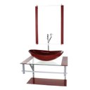 Ver imagem 2 de GABINETE DE VIDRO PARA BANHEIRO 60CM AC CUBA OVAL VERMELHO CEREJA