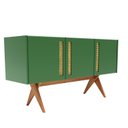 Ver imagem 1 de Balcão Buffet Aparador Lenny 139 Cm 3 Portas Laca com Madeirado