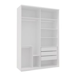 Guarda-Roupa Modulado Solteiro 1,60m 2 Portas de Correr Espelho 3 Gavetas 100% MDF Attuale - 2 Guarda-Roupa Modulado Solteiro 1,60m 2 Portas de Correr Espelho 3 Gavetas 100% MDF Attuale - 2