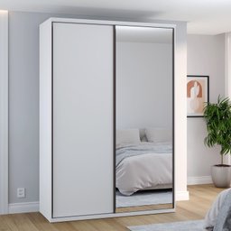 Guarda-Roupa Modulado Solteiro 1,60m 2 Portas de Correr Espelho 3 Gavetas 100% MDF Attuale - 1 Guarda-Roupa Modulado Solteiro 1,60m 2 Portas de Correr Espelho 3 Gavetas 100% MDF Attuale - 1